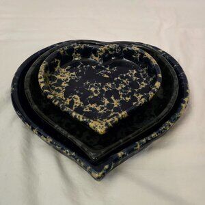 Vtg Bennington Pottery Vermont Set of 3 Heart Shaped Dishes 1948,1949,1950